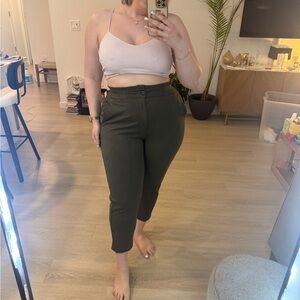 Olive Green High-Waisted Pants